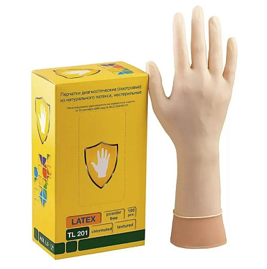 Перчатки L(8-9) ЛАТЕКС смотровые неопудренные 2хлор., 100шт.Safe&Care № 1