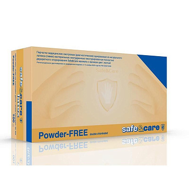 Перчатки L(8-9) ЛАТЕКС смотровые неопудренные 2хлор., 100шт.Safe&Care