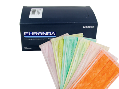 Маски 3-х слойные 'ZORRO', (желтые), 50шт EURONDA