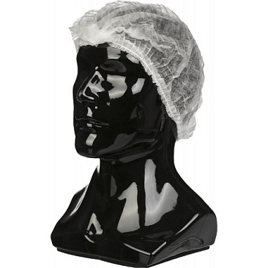 Шапочка "Шарлотта" из нетканных материалов,48см.,БЕЛАЯ. 100шт..КРИСТИДЕНТ