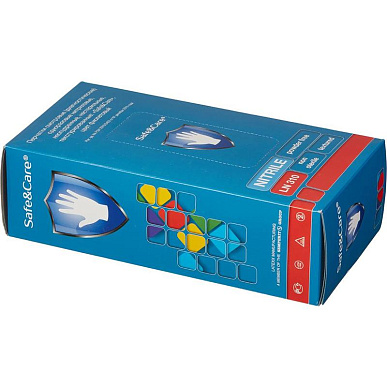 Перчатки S(6-7) НИТРИЛОВЫЕ смотровые неопудренные текстур.,ГОЛУБЫЕ, 200шт. Safe&Care № 2